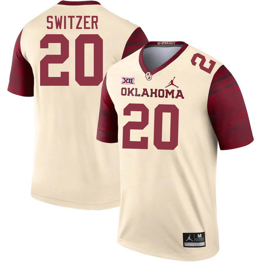 Men #20 Jacob Switzer Oklahoma Sooners College Football Jerseys Stitched-Cream - Click Image to Close